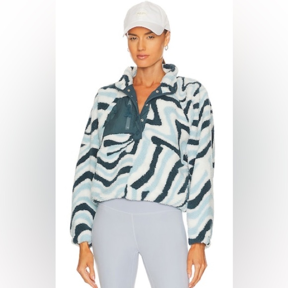 Free People Movement Rocky Ridge Pullover Fleece Jacket, Blue Wave, Small